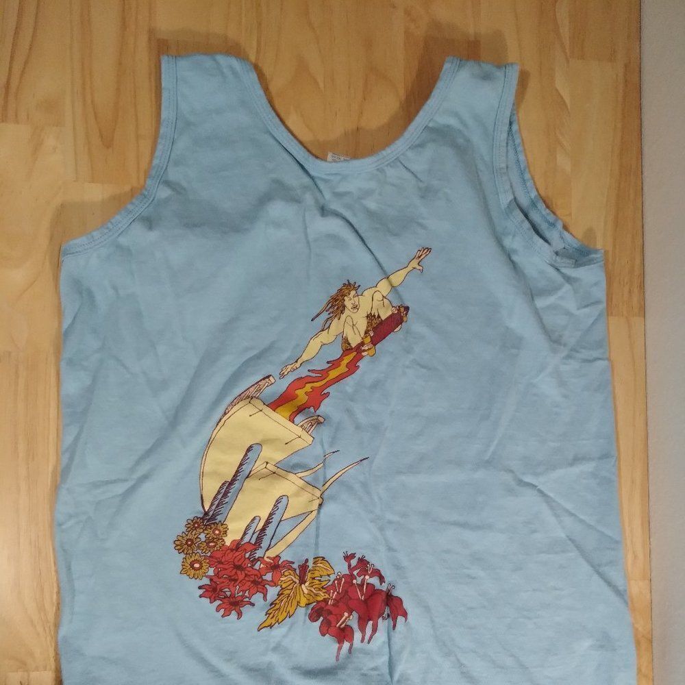 Vintage Custom Skater Skateboarding Flowers Graphic Tank Top